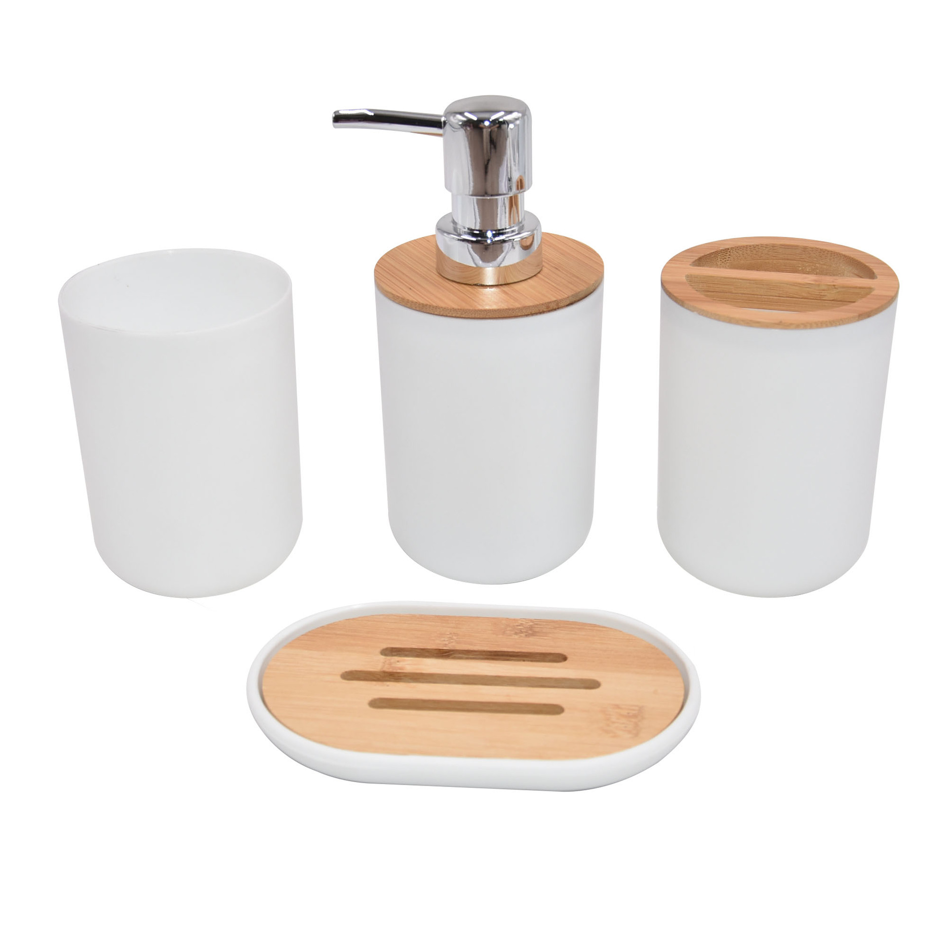 Bamboo Toothbrush Set - Modern Bamboo Bathroom Accessory Set, Soap