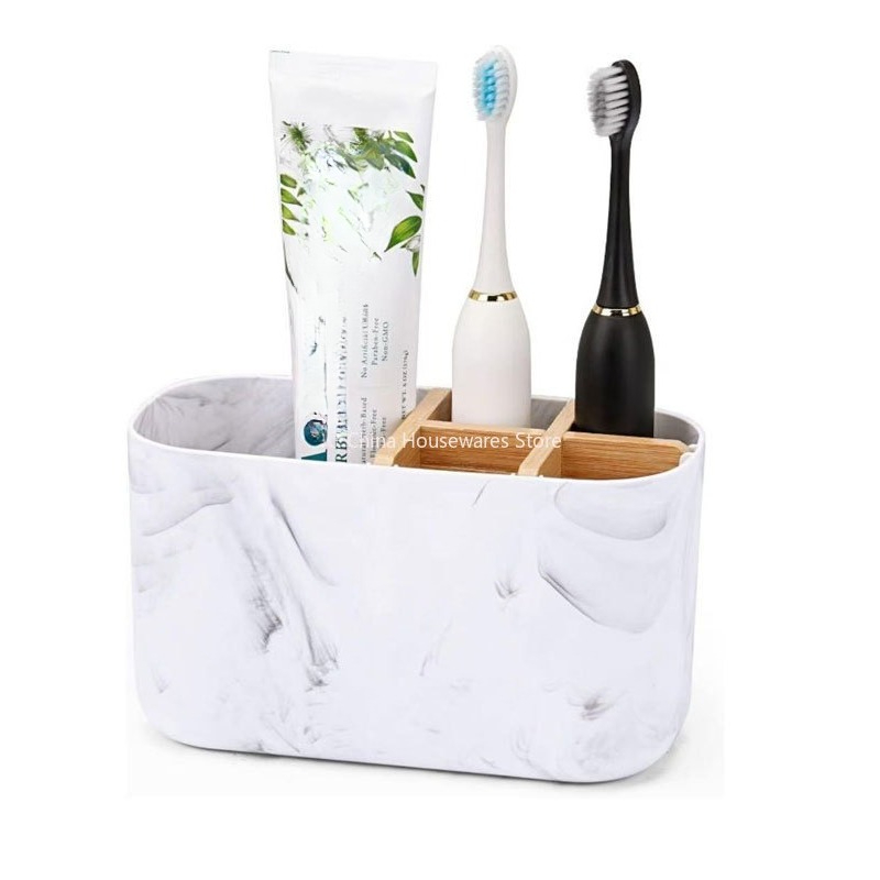 Bamboo Toothbrush Set - Toothbrush Holder For Electric Brushes Bathroom