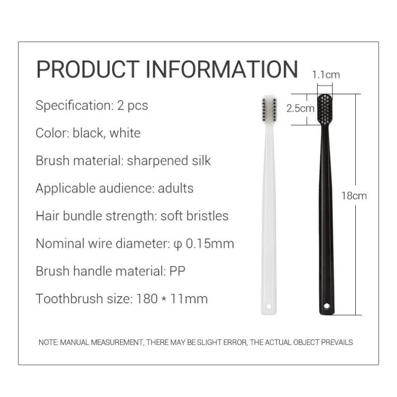 Bamboo Toothbrush Set - 2-10PC Eco-Friendly Bamboo Charcoal Toothbrushes Soft
