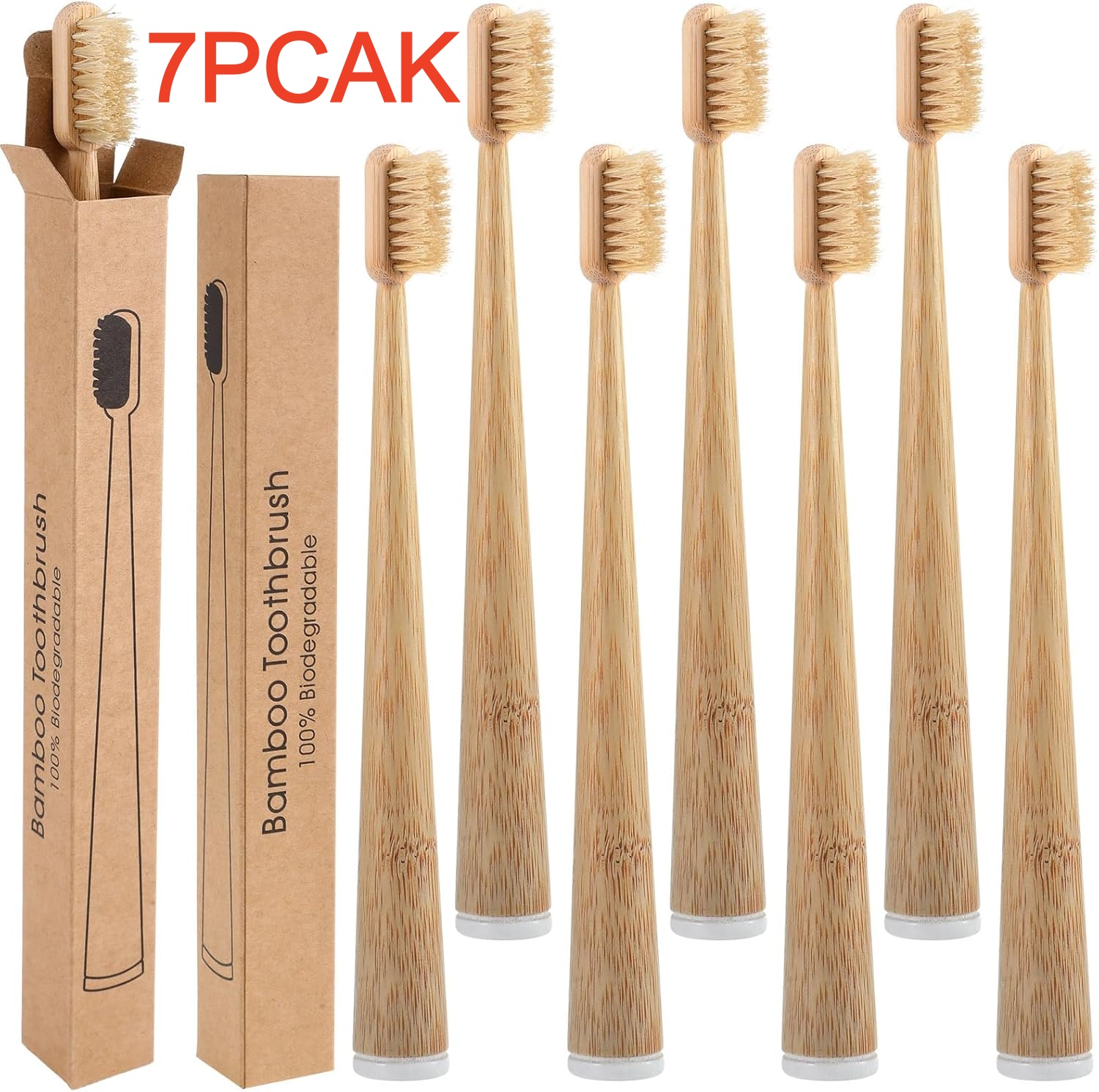 7 PACK Compostable & Biodegrad - Bamboo Toothbrush Set 评论和价格