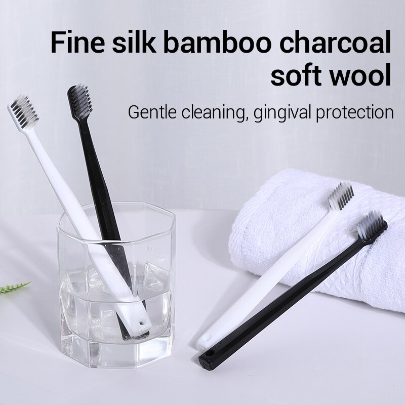 10PC Bamboo Charcoal Brush Sil - Bamboo Toothbrush Set 评论和价格