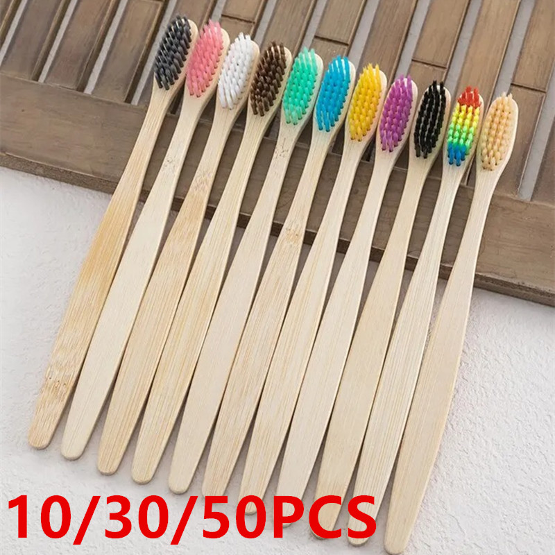 10 Pack Natural Bamboo Toothbr - Bamboo Toothbrush Set 评论和价格