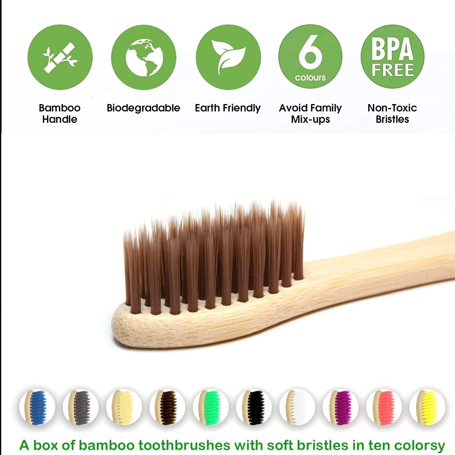 10 Pack Natural Bamboo Toothbr - Bamboo Toothbrush Set 评论和价格