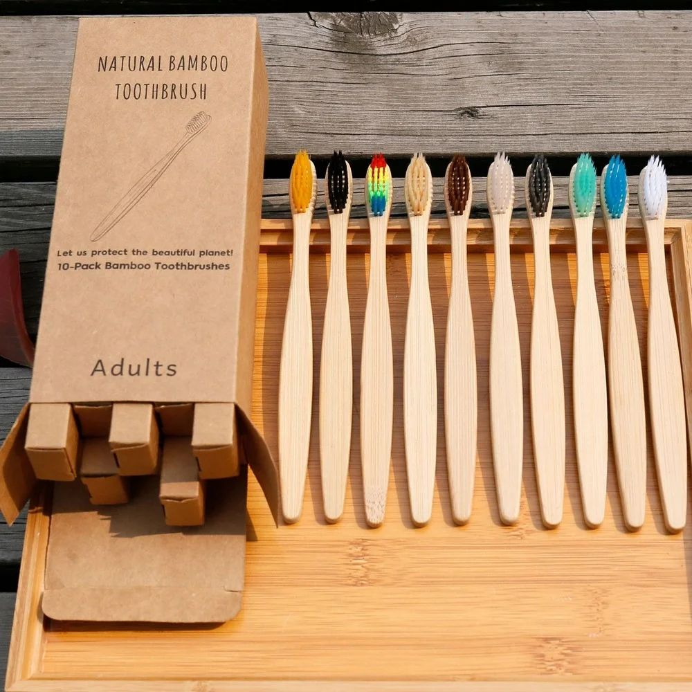 10PCS Colorful Toothbrush Natu - Bamboo Toothbrush Set 评论和价格