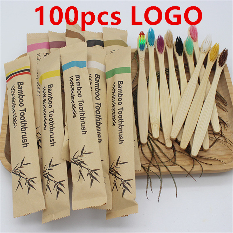 50/100Pcs Customisable Logo So - Bamboo Toothbrush Set 评论和价格