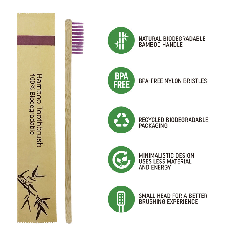 50/100Pcs Customisable Logo So - Bamboo Toothbrush Set 评论和价格