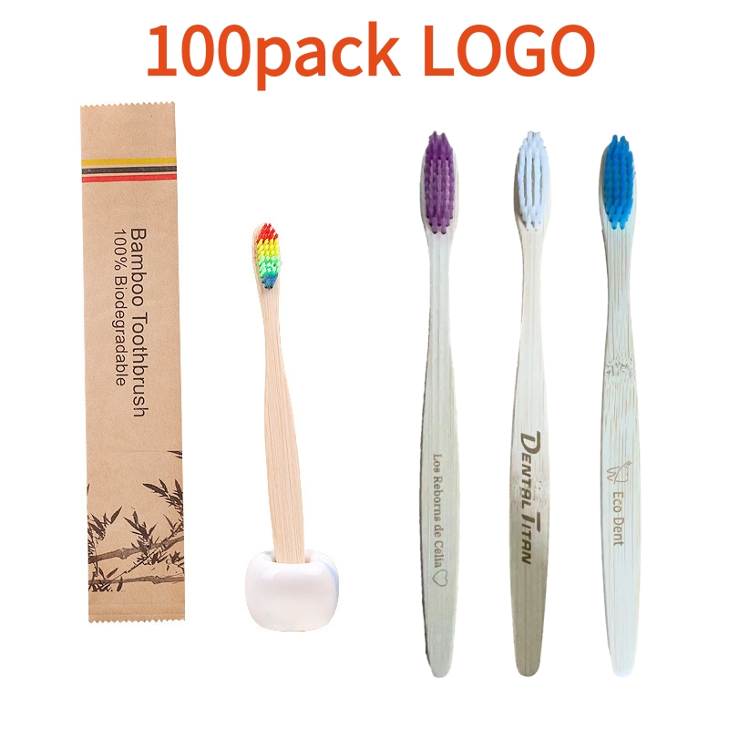 100pcs Customized Logo Kids Ba - Bamboo Toothbrush Set 评论和价格