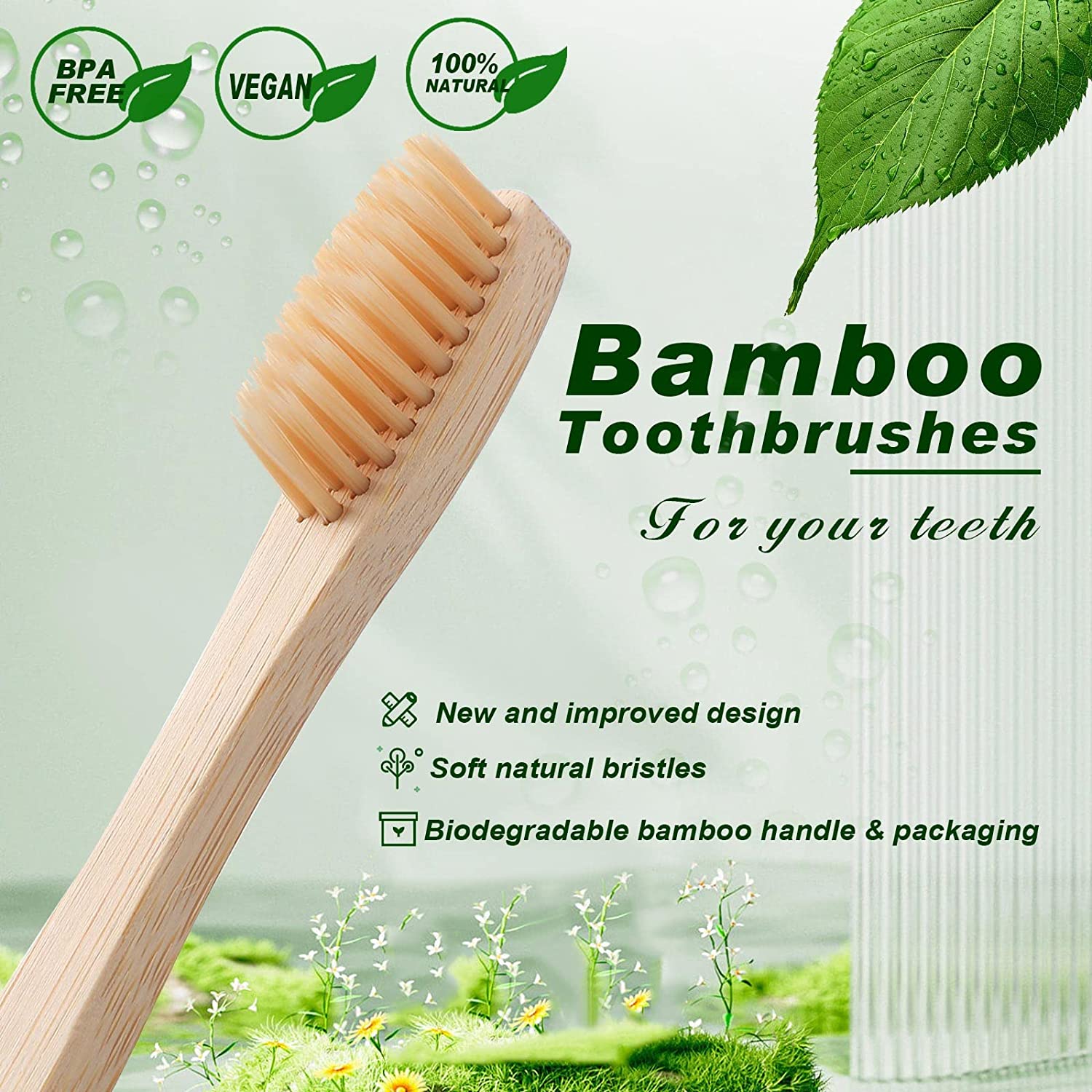 100pcs Customized Logo Kids Ba - Bamboo Toothbrush Set 评论和价格