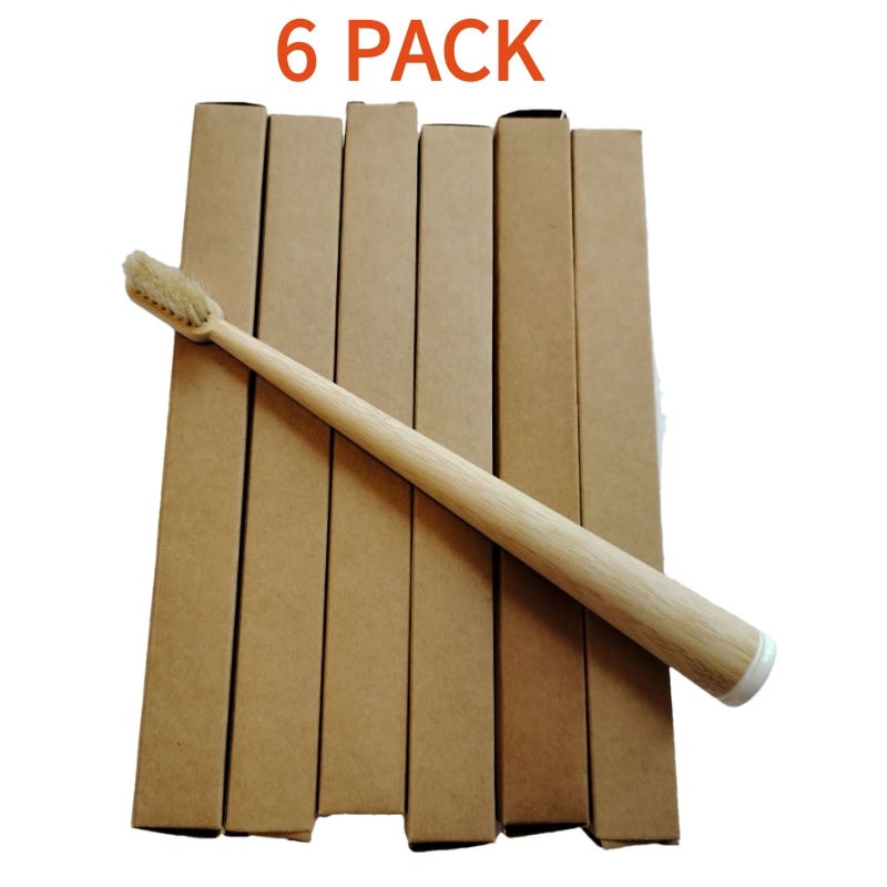 6 Pack Boar Bristle & Bamboo T - Bamboo Toothbrush Set 评论和价格