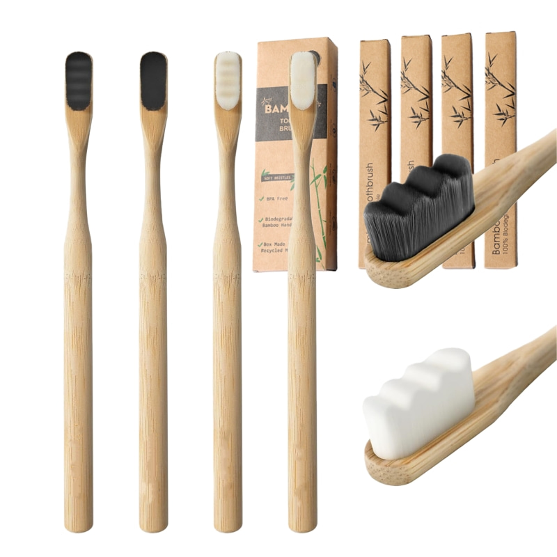 4 Pcs Micro-Nano Bamboo Toothb - Bamboo Toothbrush Set 评论和价格