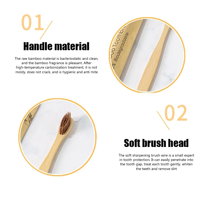 Bamboo Toothbrushes 100Pcs Eco - Bamboo Toothbrush Set 评论和价格