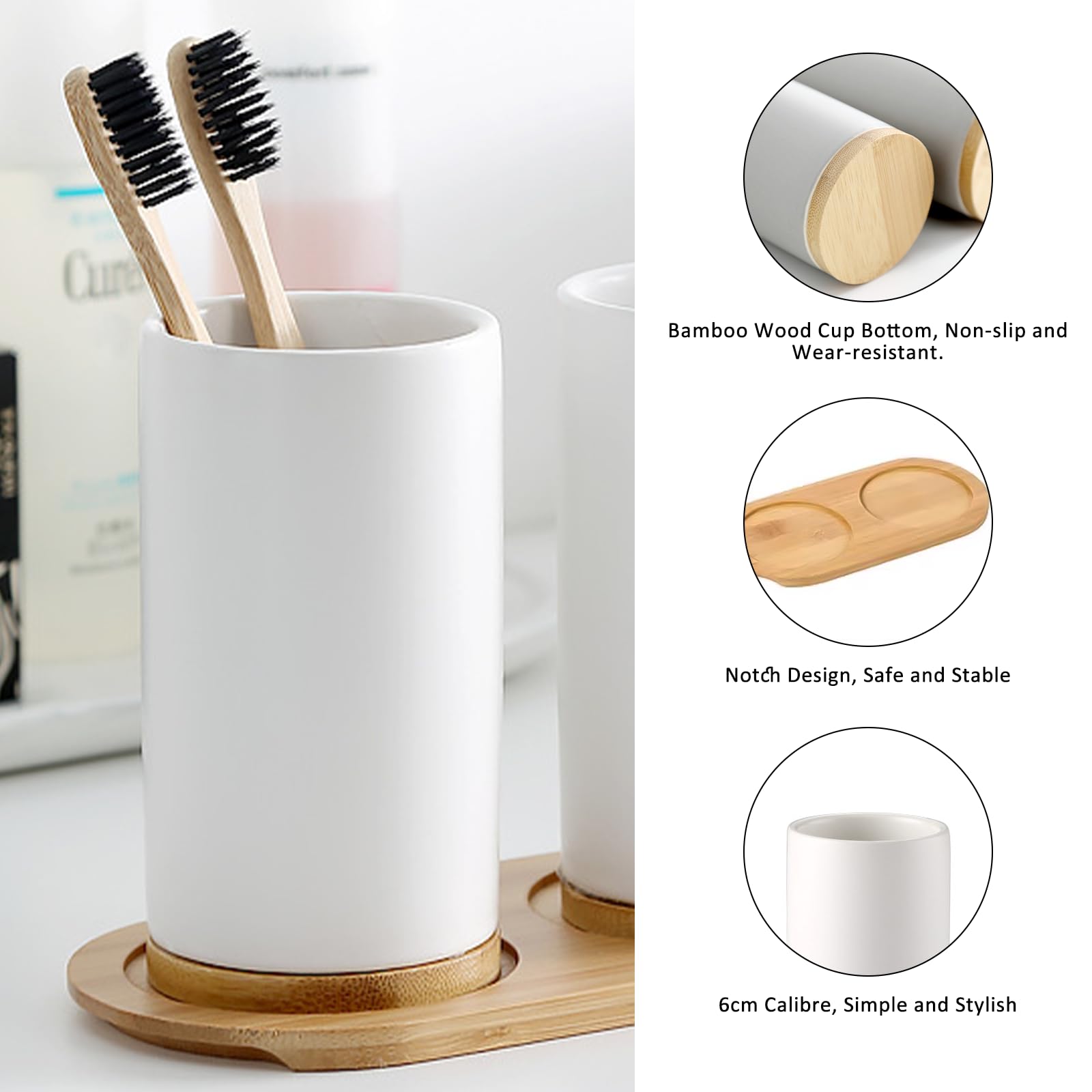 Ceramic Bathroom Set Fine Cera - Bamboo Toothbrush Set 评论和价格