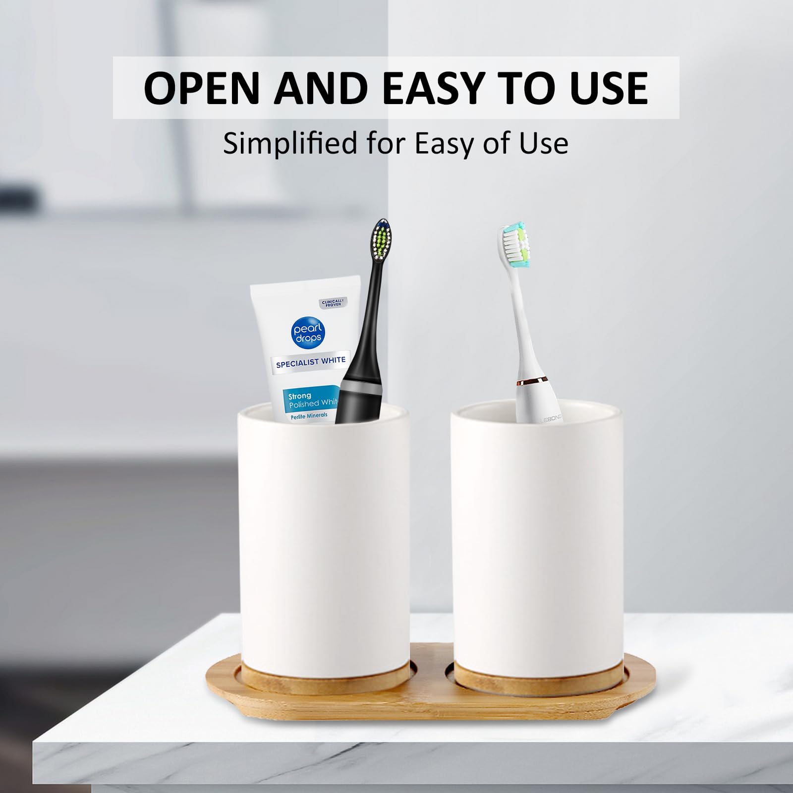 Ceramic Bathroom Set Fine Cera - Bamboo Toothbrush Set 评论和价格